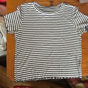 I am selling a black, white  and baby blue Striped shirt by American eagle
